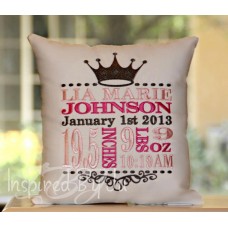 Vintage Crown - Birth Announcement Pillow